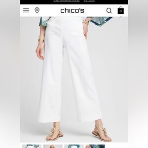 NWT Chico's Brigitte White Wide Leg Cropped Pants Size 16 XL